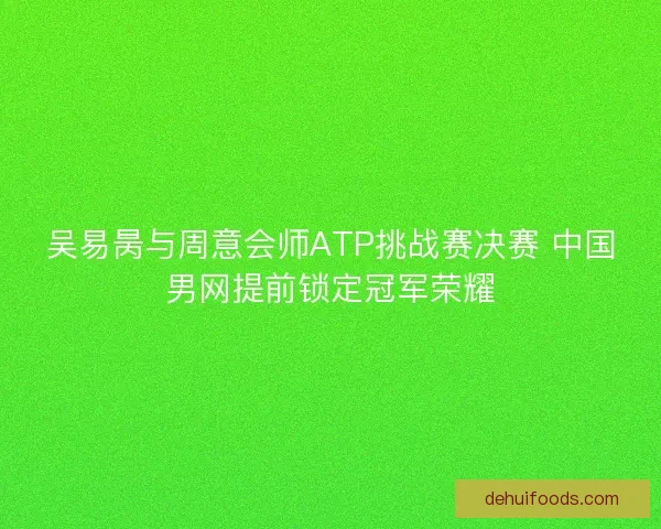 吴易昺与周意会师ATP挑战赛决赛 中国男网提前锁定冠军荣耀