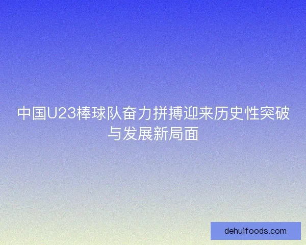 中国U23棒球队奋力拼搏迎来历史性突破与发展新局面