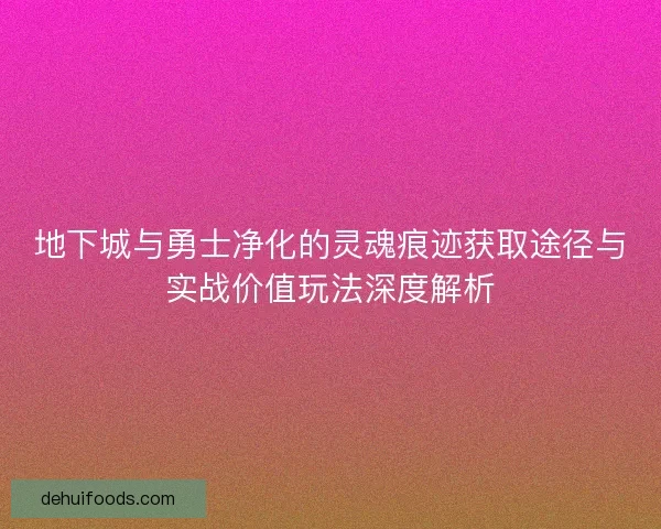 地下城与勇士净化的灵魂痕迹获取途径与实战价值玩法深度解析